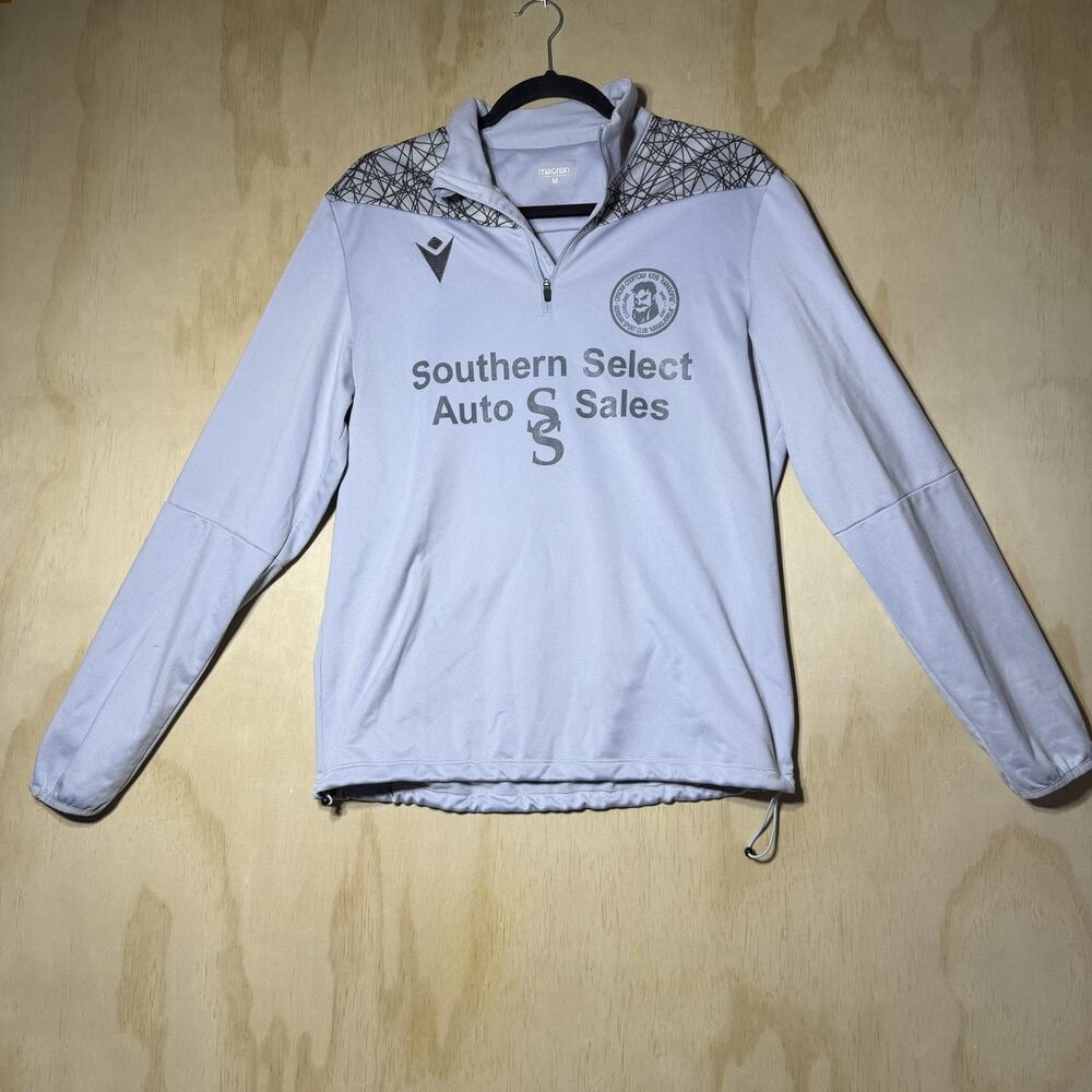 Macron‎ Quarter Zip Pullover Jacket Gray Soccer Training Top SzM Serbian Soccer